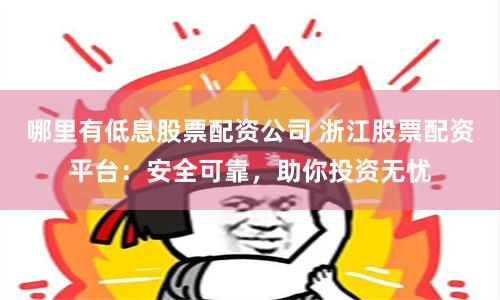 哪里有低息股票配资公司 浙江股票配资平台：安全可靠，助你投资无忧